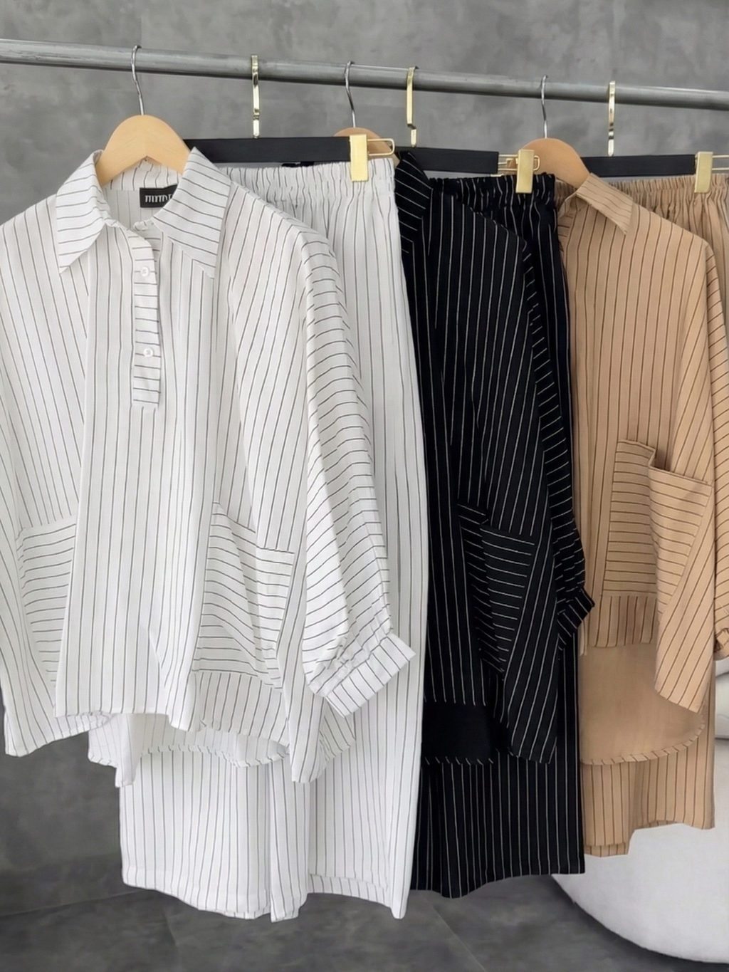 Beige Striped Co-ord Set
