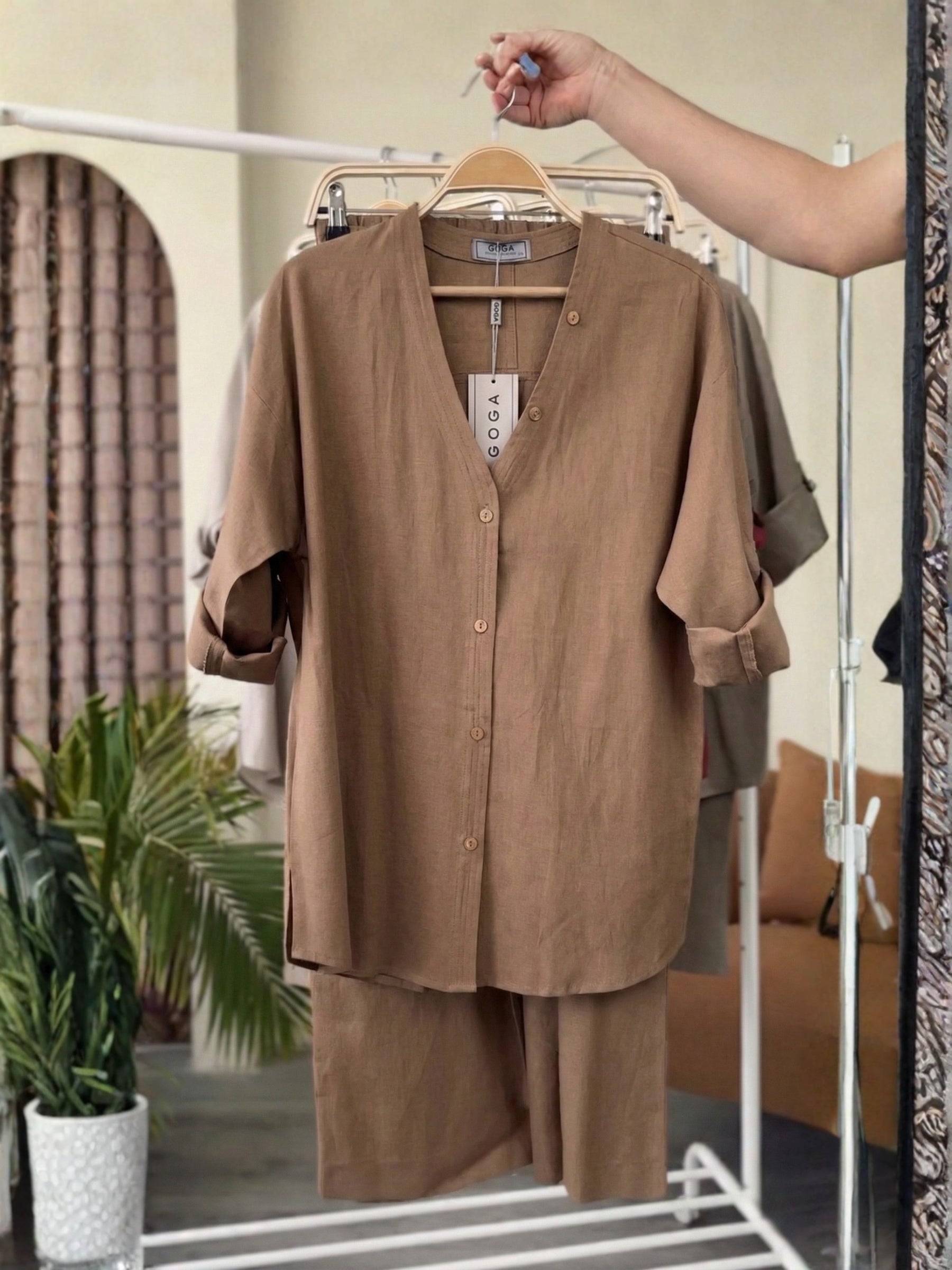 Luxe Brown Linen Set