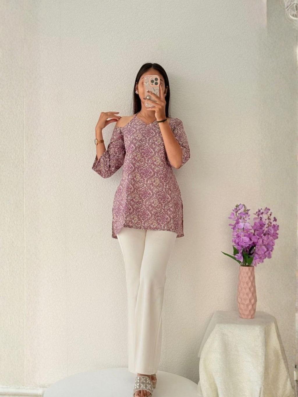 Cold-Shoulder Tunic Top