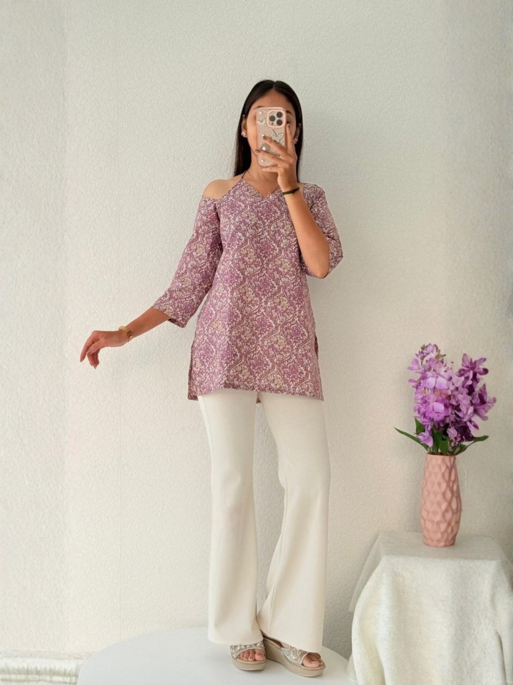 Cold-Shoulder Tunic Top