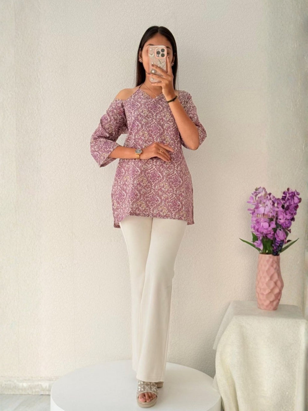 Cold-Shoulder Tunic Top