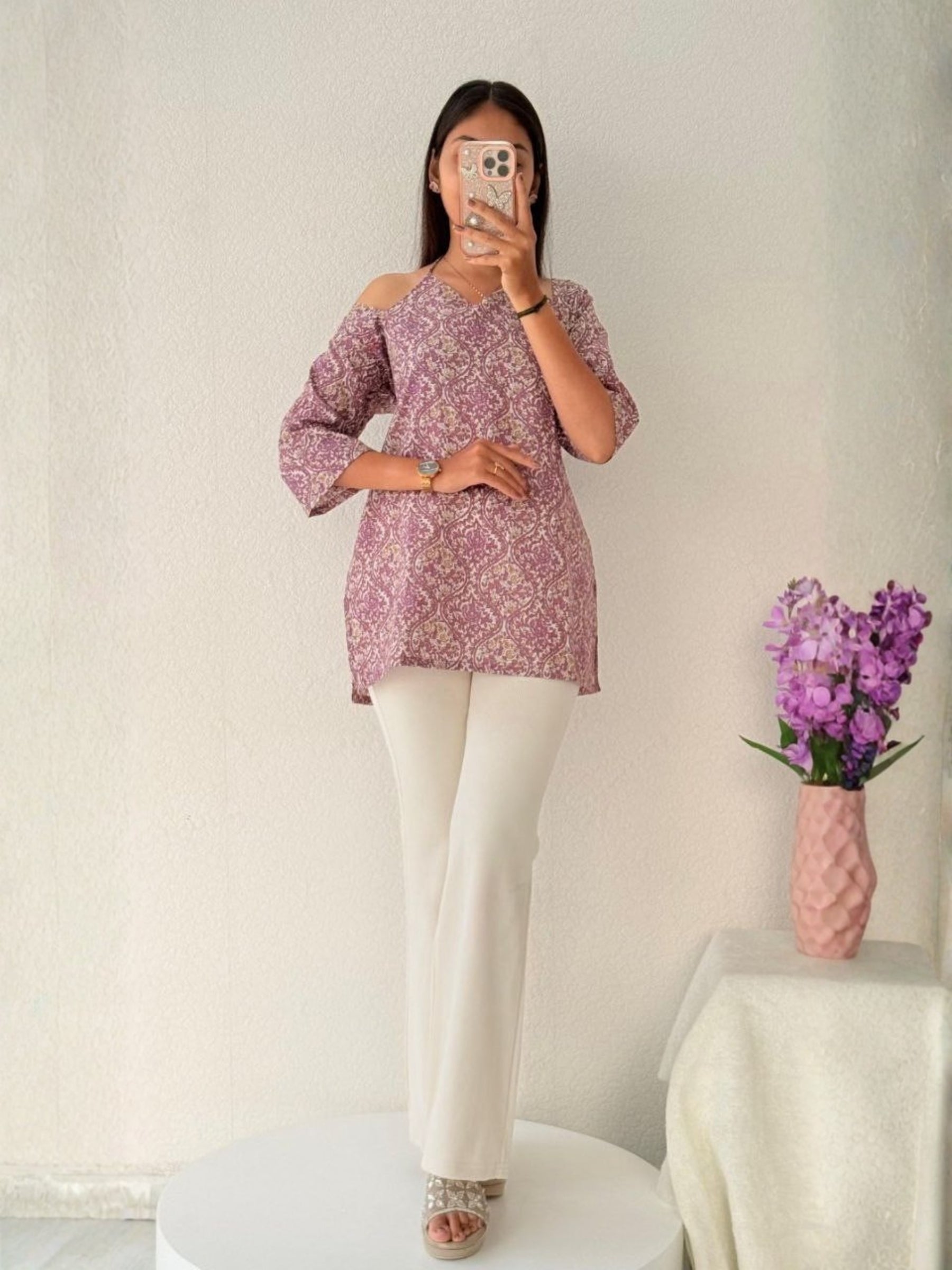 Cold-Shoulder Tunic Top