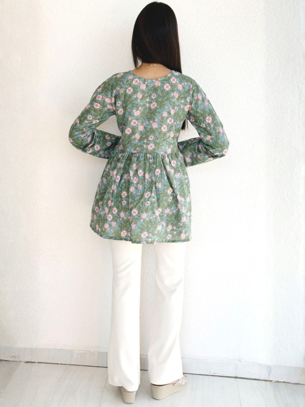 Printed V-Neck Tunic Top