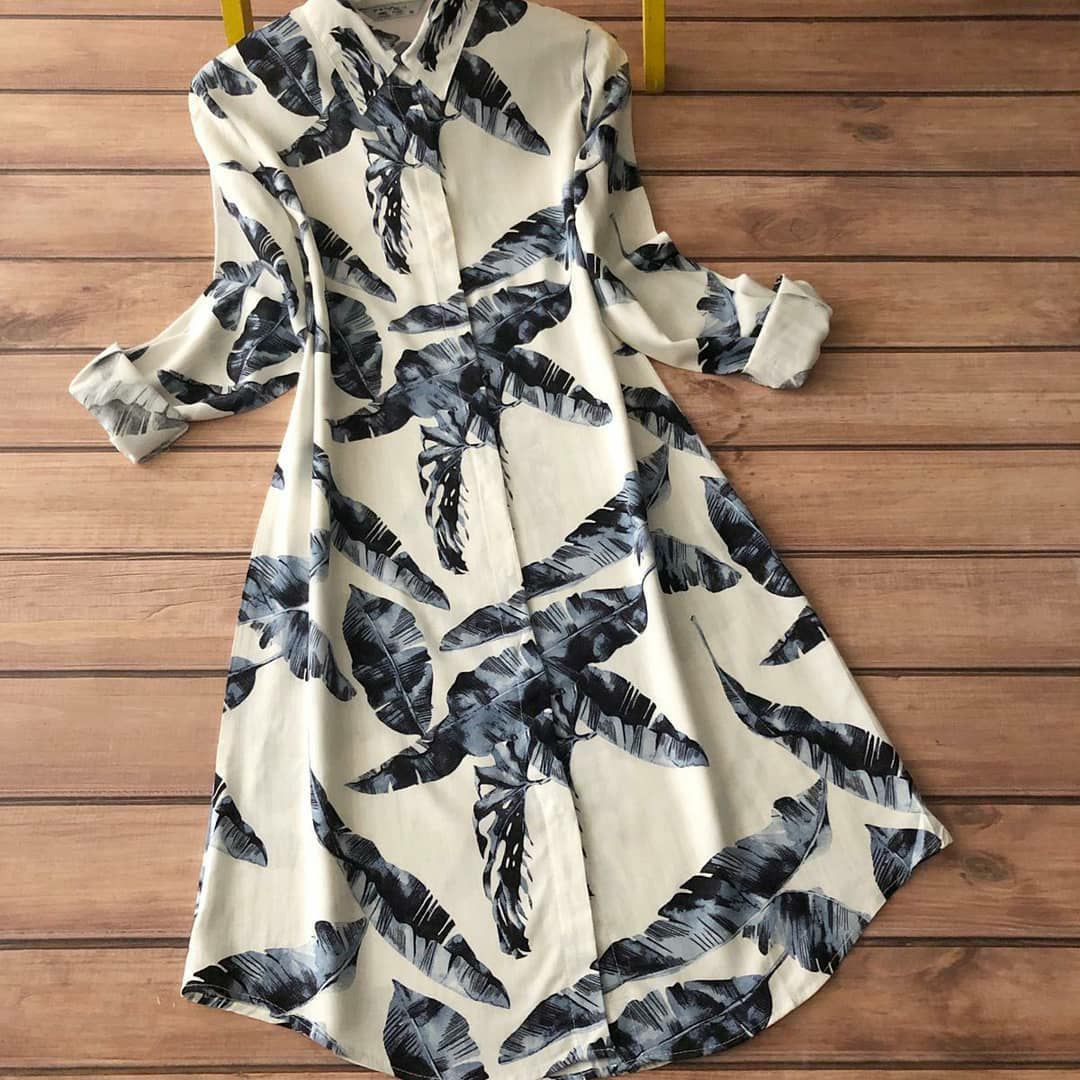 Floral Brush Print Long Shirt