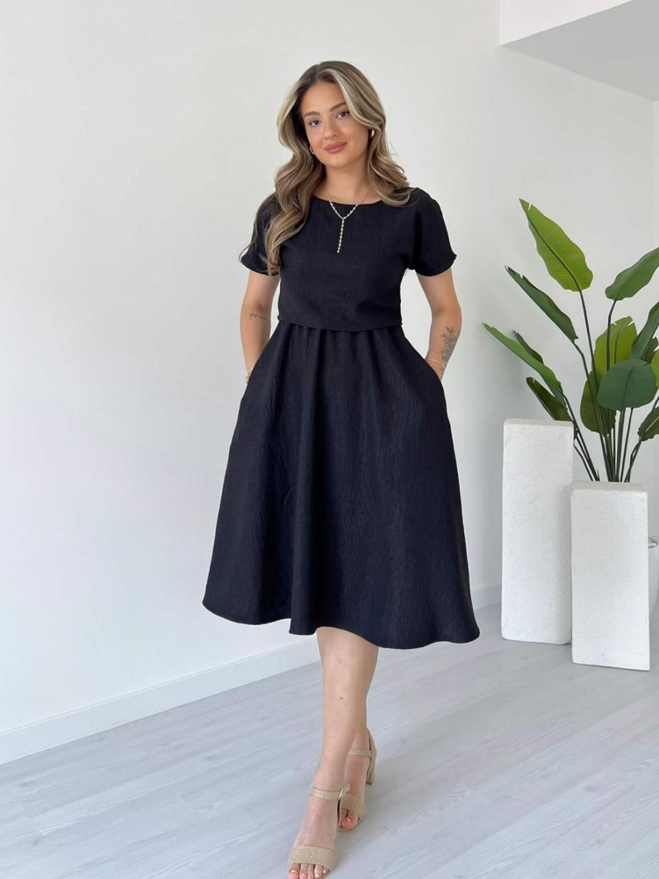 Classic Black Midi Dress