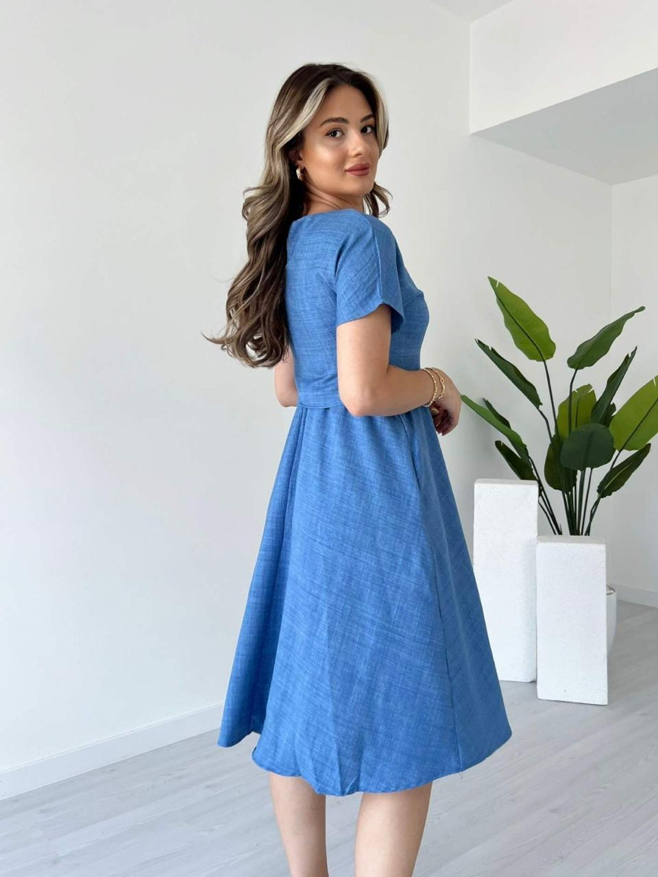Classic Sky Blue Midi Dress