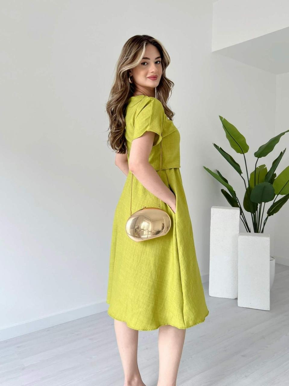 Classic Lime Green Midi Dress Vionee Classic Lime Green Midi Dress Vionee