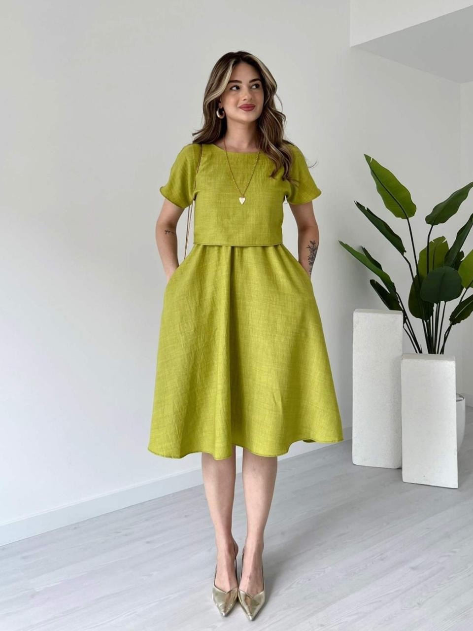 Classic Lime Green Midi Dress