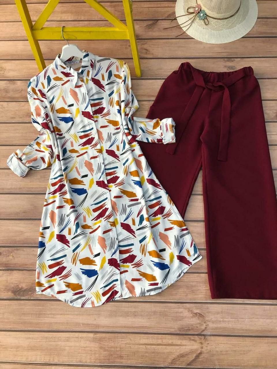Wine Stroke Pop Co-ord Set